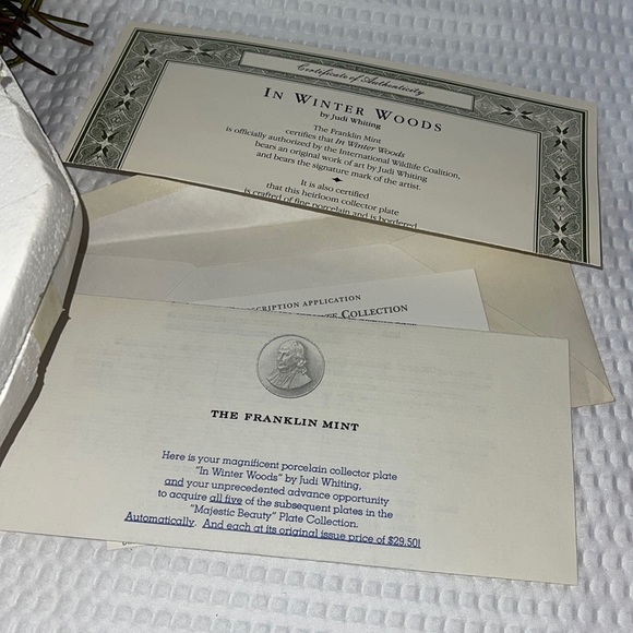 The Franklin Mint Collect Porcelain Plate In Winter Woods HG252238 By JL Whiting - Picture 4 of 4